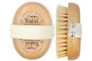 Menesia Soft Dog Brush, Pets Palm Brush for Dog and Cat Grooming - Bristle Brush for Dogs Short Haired - Soft Bristle Dog Brush Handheld - Ideal for Small Dogs Daily Gentle Grooming Brush (Beechwood)