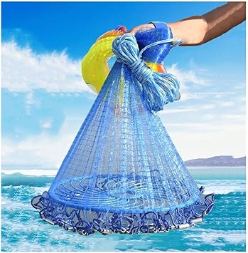 Amazon 漁網 投げ網 投網 投げ 魚 手 漁を 漁に 仕掛け キャスト 罠トラップ 釣り 網を 網 ネット 魚キラー 漁具 のために適した 淡水 塩水 川 湖 海 捕獲 引っかかっ 捕らえ 魚 エビ カニ 漁業