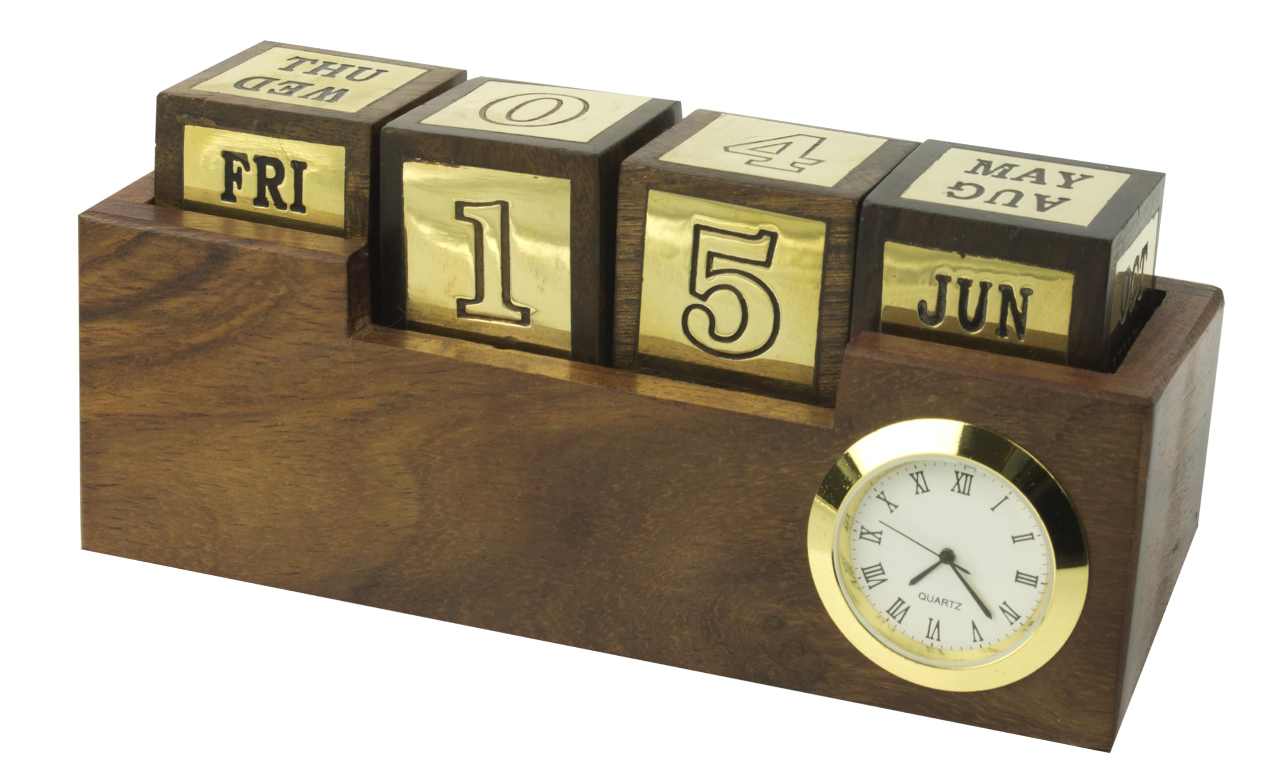 Nauticalia Naval-Style Desk Clock & Calendar
