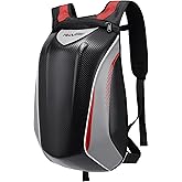 RKV86 Motorcycle Backpack for Men Waterproof Reflective Helmet Backpack Hardshell 35L Expandable Large Capacity with Rain Cover for Riding (Red)