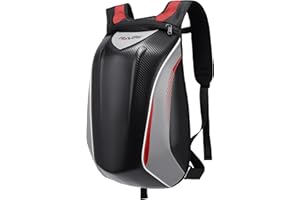 RKV86 Motorcycle Backpack for Men Waterproof Helmet Backpack Hardshell 35L Expandable Large Capacity with Rain Cover for Riding (Red)