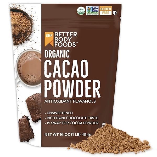 BETTERBODY FOODS ORGANIC CACAO POWDER, RICH CHOCOLATE FLAVOR,...