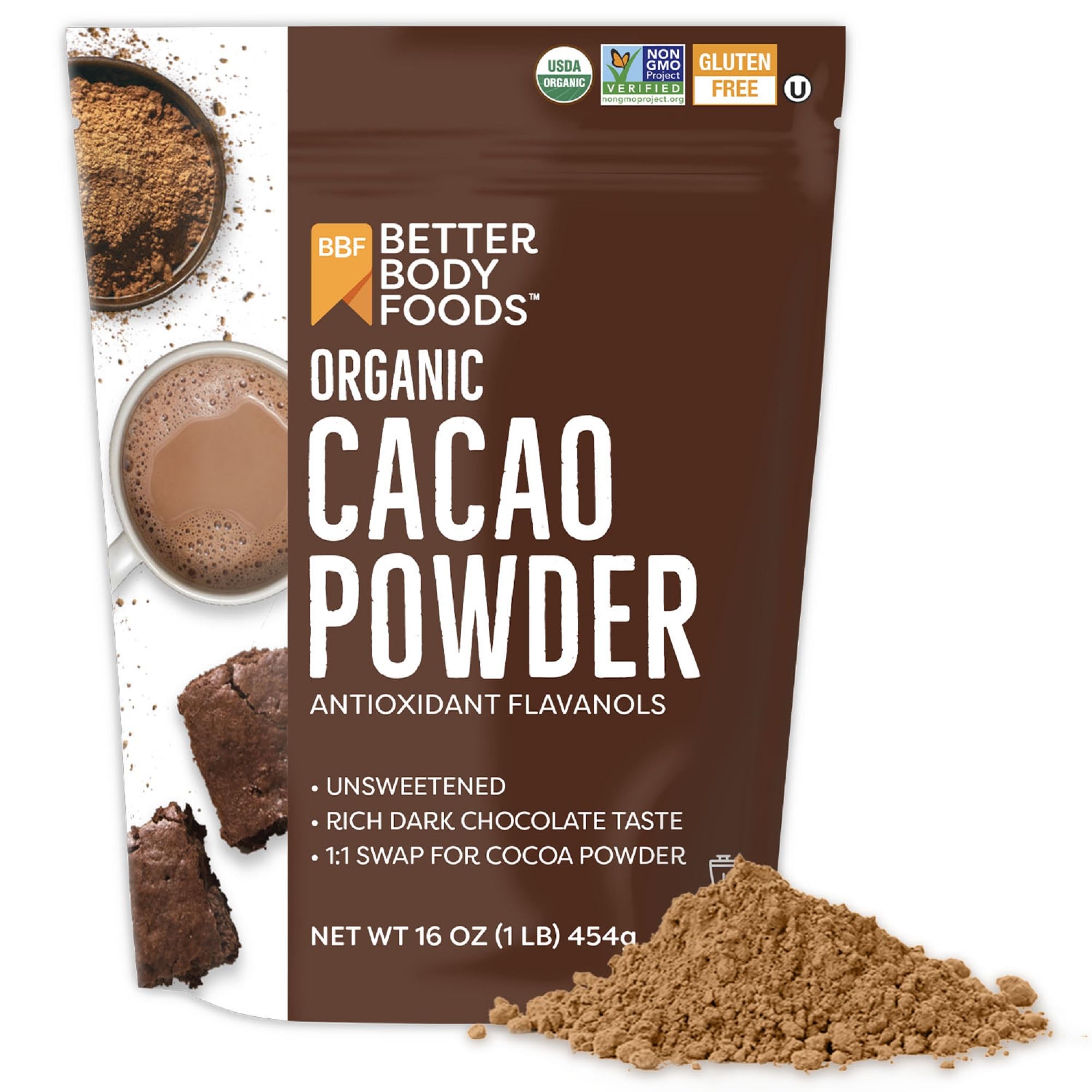 BetterBody Foods Organic Cacao Powder, Rich
