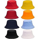Cotiny 8 Pack Bucket Hats Summer Beach Sun Hat Cotton Reversible Hats Bulk for Women Men Camping Hunting Traveling Fishing