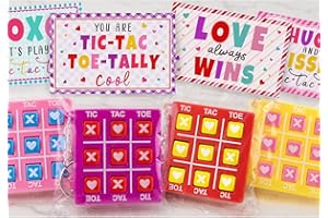 ORIENTAL CHERRY Valentines Day Gifts for Kids - 24 Pack Valentines Cards with Tic Tac Toe Keychains - Valentine Gift Exchange for School Class Classroom Party Favors Boys Girls