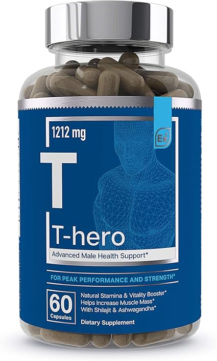 Amazon Com Male Health Supplement Muscle Builder T Booster With Dim Ashwagandha Shilajit More T Hero By Essential Elements 60 Vegan Capsules Health Personal Care