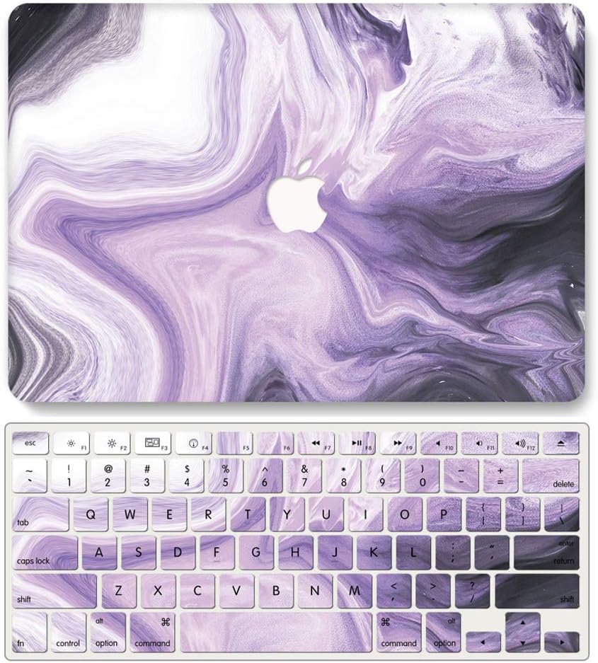 One Micron Case + Keyboard Cover Compatible with 2018 New MacBook Air 13.3 Inch Plastic Pattern Hard Shell Compatible MacBook Air 13 (Model:A1932)-Glazed Purple Marble