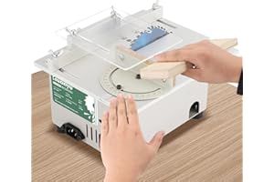 Huanyu Mini Table Saw 300W Precision Liftable Blade Hobby Saws Woodcrafts 1.14" Cut Depth Multifunctional Cutting Polishing P