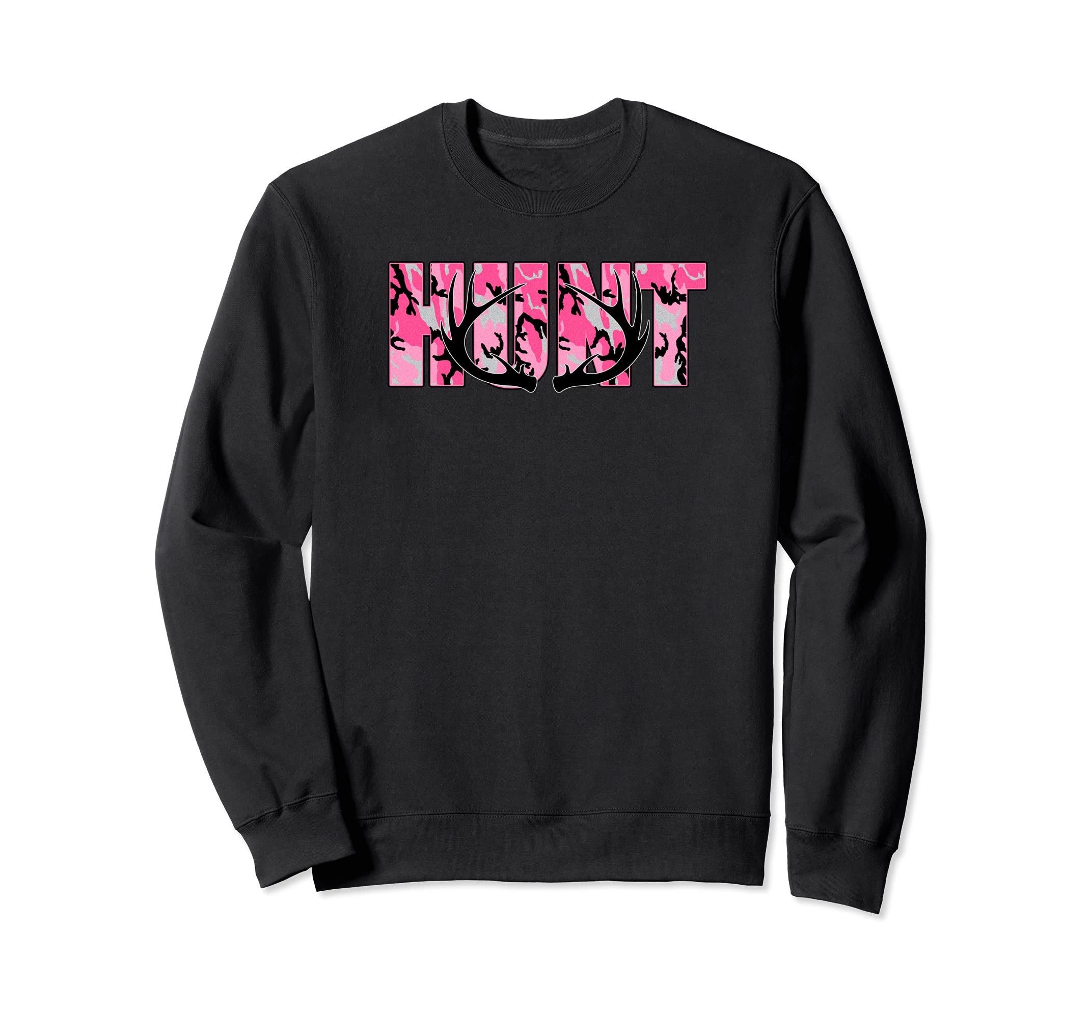 Deer Hunting Camo Pink Hunt Whitetail Buck Antlers Sweatshirt