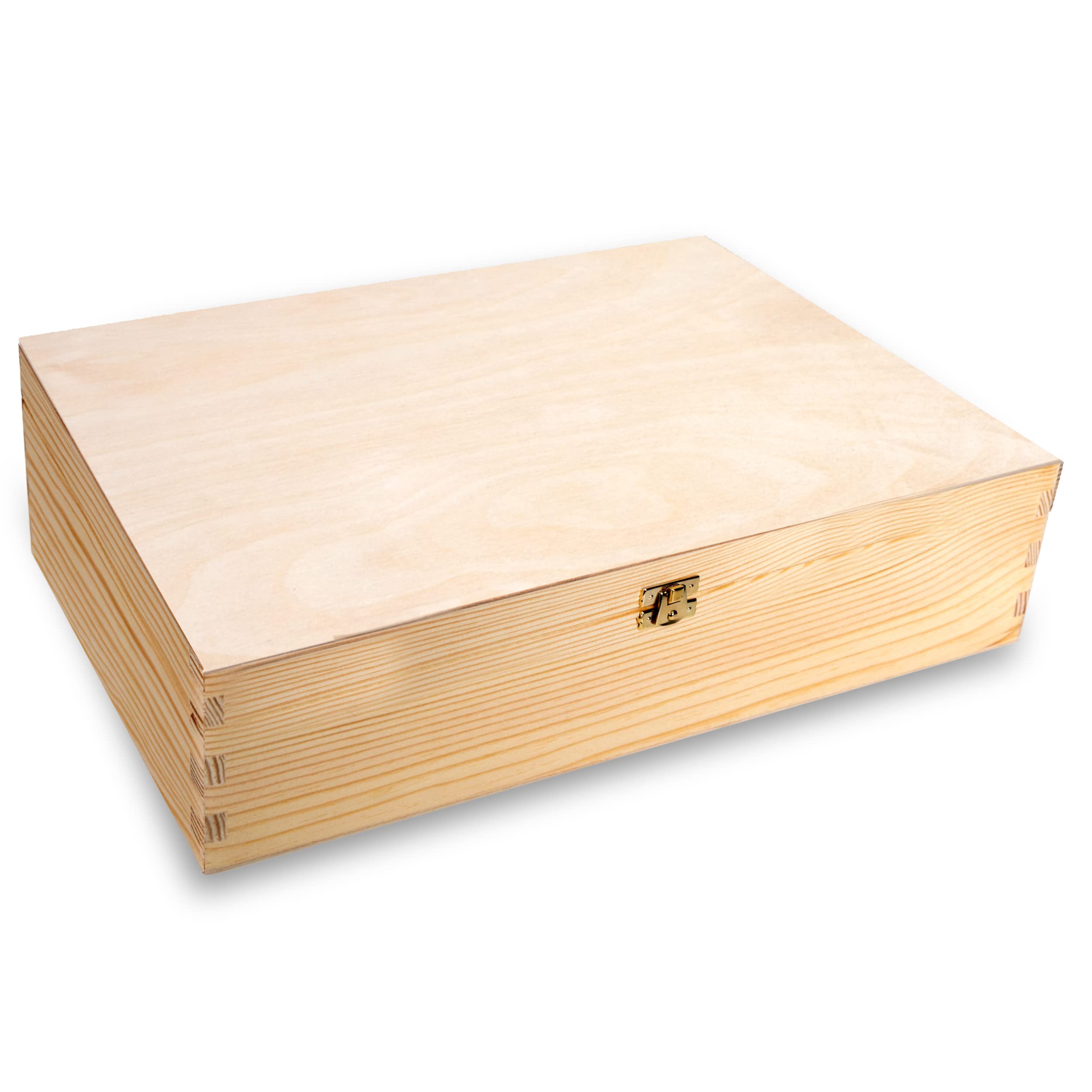 Wooden Box with Lid, Wooden Storage Box, Decoration, 40 x 30 x 10 cm, Natural Wood, Craft &amp; Gift Box