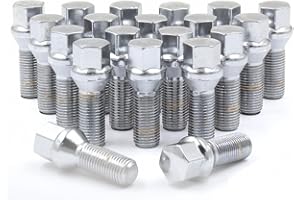 Wheel Accessories Parts 20 Pcs M14 x 1.50 14 x 1.5 Thread Acorn Seat Lug Bolt Chrome Finish 28mm Shank Length 17mm Hex fits A