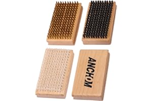 ANCHOM AHCHOM Ski Wax Hand Brush Kit, 3pcs Ski Wax Brushes, 1 Horsehair Brush, 1 Nylon Brush & 1 Brass Brush for Snowboard Accessories