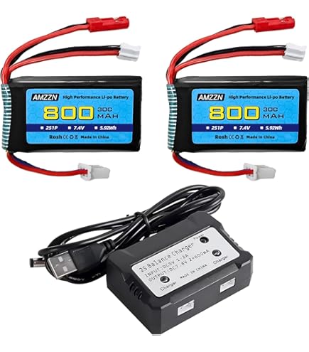 Batterie Li-Po 7.4V 1700mAh Avec Chargeur 2 En 1 - Pour Voitures RC Modèles 9200, 9200E, S920, Etc.
