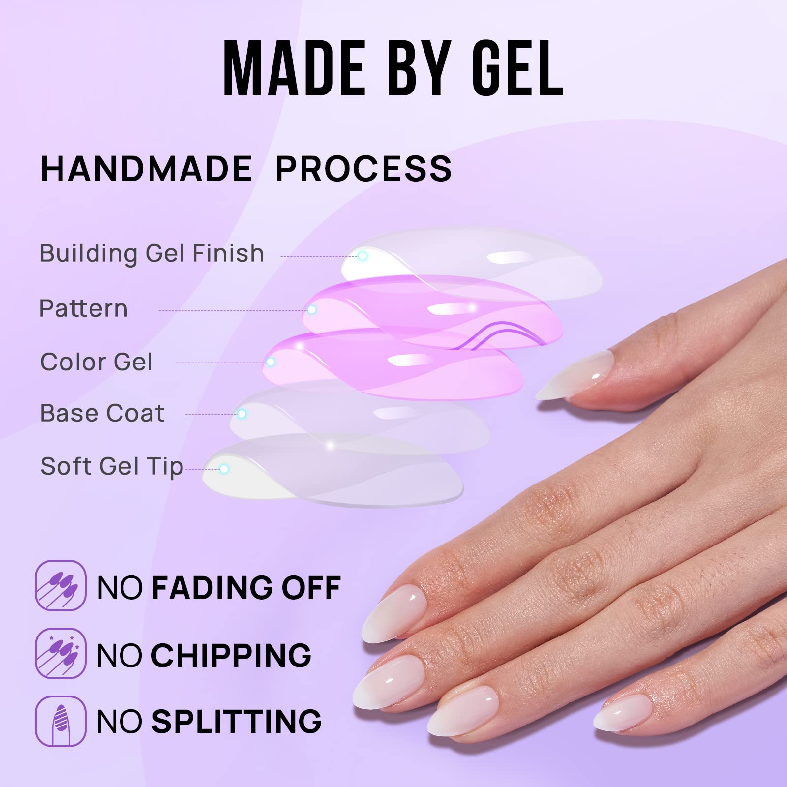 BTArtbox White Press On Nails Short - Soft Gel Press on Nails Almond, White Glue on Nails with Nail Glue, Reusable Stick on Nails in 16 Sizes, Cream Puff - Image 4