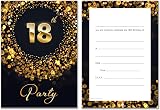 Olivia Samuel 20 Black & Gold 18th Birthday Invitations with Envelopes view 3
