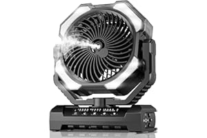 COOLICE Misting Fan Portable with 9oz Water Tank, 24000mAh Rechargeable Cooling Fans for Outside, Outdoor Water Misters with 2 Mist Modes, Remote Control Camping Fan with Timer for Beach, Patios, Tents