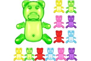 Poen 12 Pcs Inflatable Bears 12 Inch Gummy Colorful Candyland Bears Inflatable Pool Toys Candyland Party Decorations for Kids Girls Birthday Party Favor Supplies, Pink Yellow Purple Red Blue and Green