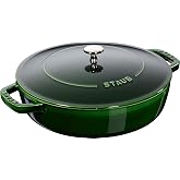 Staub Braiser 40511-478 Saute Pan, Basil Green, 11.0 inches (28 cm), Large, Both Handed, Enameled Pot, Shallow Type, Sukiyaki
