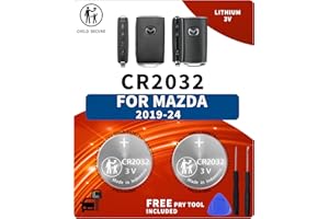 BBXSA Key Fob Battery Replacement for Mazda (2019-2025) 3 6 CX-5 CX-30 CX-9 CX-50 CX-90 CX-3 CX-70 MX-5 Miata Smart Remote Fob Battery CR2032 (Check Fitment Guide)