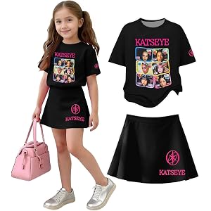 Katseye Girls 2 Piece Outfit Chaos Album Merch Shirt and Skirts Set