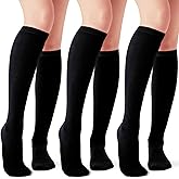 Joulli Women's Knee High Athletic Socks Stripe Tube Outdoor Sport Socks 1-3 Pairs