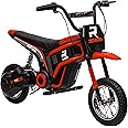Aosom Electric Dirt Bike with Twist Grip Throttle, 24V 350W Off-Road Electric Motorcycle, Up to 15 MPH with Brake, Music Horn, Rear Suspension for Ages 13+ Years, Red