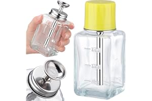 Noverlife 6Oz / 180ml Glass Push Down Pump Dispenser with Cover, Acetone Pump Dispenser Alcohol Dispenser Push Down, Nail Polish Remover Dispenser Bottle Push Down Hand Pumping Press Container