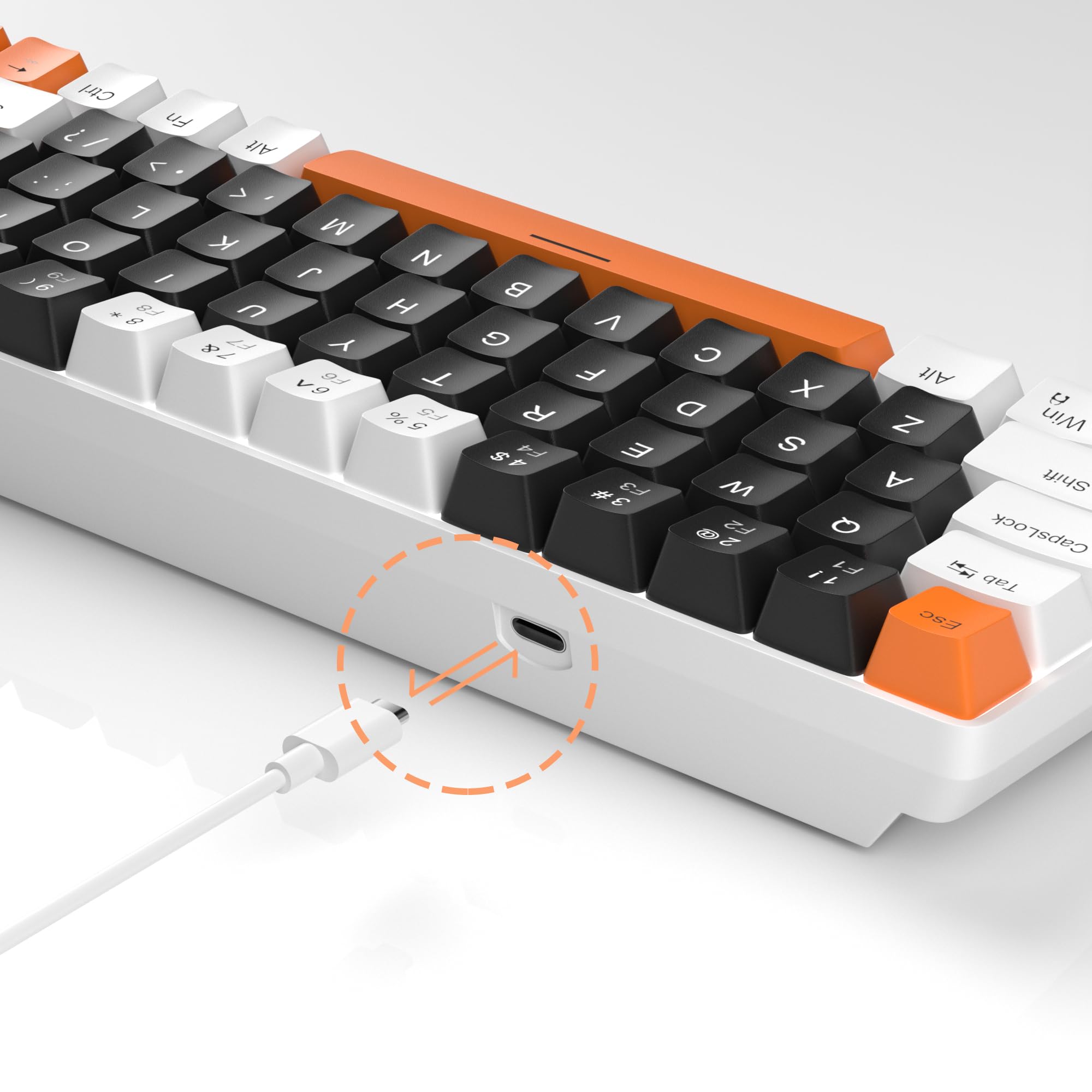 MageGee Portable 60% Mechanical Gaming Keyboard, MK-Box LED Backlit Compact 68 Keys Mini Wired Office Keyboard with Blue Switch for Windows Laptop PC Mac - Black/White