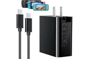 KLIPDASSE 65W Switch 2 Fast Charger for Steam Deck for Nintendo Switch2/Switch/OLED AC Adapter with Foldable Plug & 6.6FT USB-C Cable Charger for Steam Deck, ROG Ally, Switch2/1/OLED/Lite (65, Watts)
