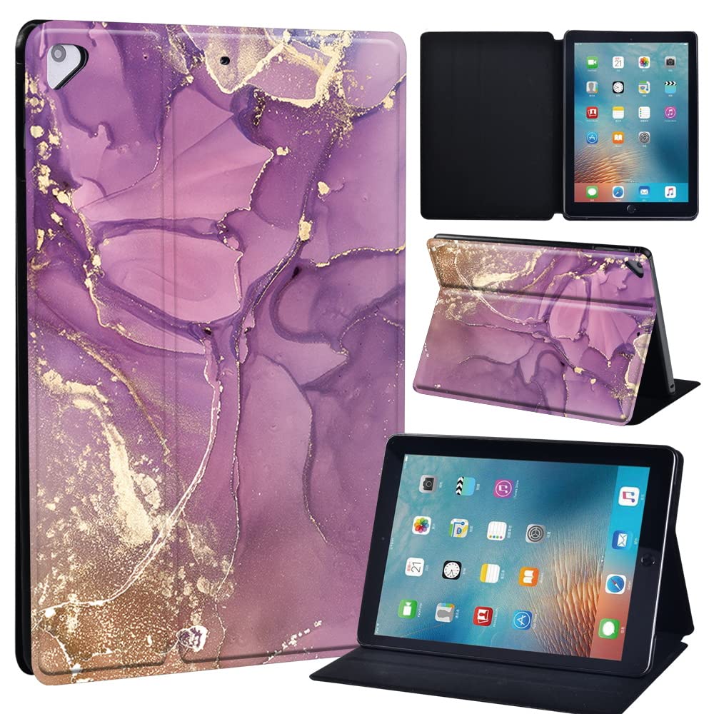 Leather slim lightweight Stand Cover Case for Apple New iPad 9.7 2018 2017(6th Gen, 5th Gen)/iPad Air 2/iPad Air/iPad Pro 9.7 Tablet with Auto Wake/Sleep (purple color)