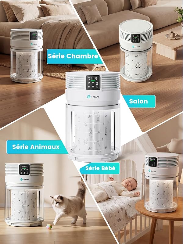 Purificateur d'Air, HEPA H13, CADR 350 m³/h, jusqu'à 108 m², Blanc