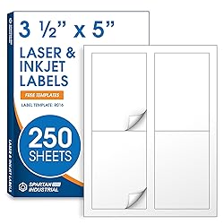 3 1/2" X 5" Matte White Printable Labels Compatible