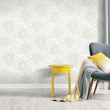 Roommates Rmk11480wp Beige Glitter Toss The Bouquet Peel And Stick Wallpaper Amazon Com