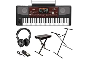 Korg Pa700 61 Keys Velocity Sensitive Professional Arranger Keyboard - Bundle With On-Stage KPK6520 Keyboard Stand/Bench Pack with Sustain Pedal, Behringer HPS3000 HP Studio Headphones, Cloth