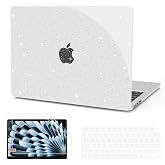 B BELK for MacBook Air 13 inch Case 2026-2022 M5 M4 M3 M2, Glitter Clear | A3449 A3240 A3113 A2681, Sparkly Plastic Hard Shell for MacBook Air 13.6 inch Case with Keyboard Cover &amp; Screen Protector
