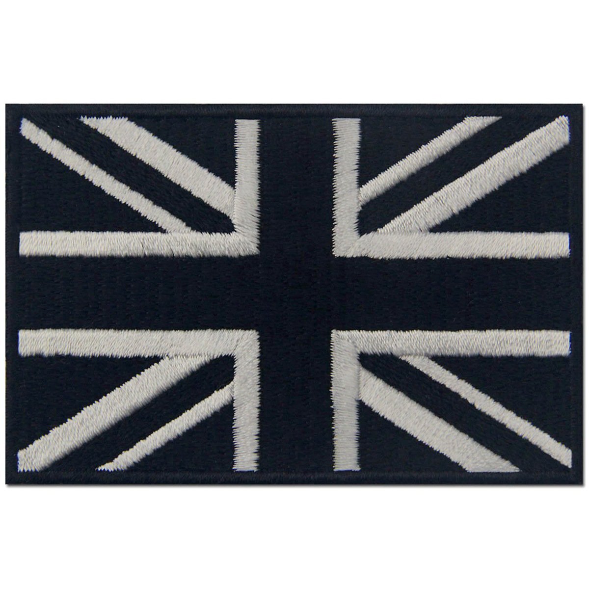 Tactical British Union Jack Flag Patch Embroidered Applique UK Great Britain Iron On Sew On Emblem - White & Black