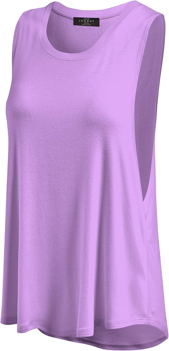 MBJ Womens Basic Wide Armhole Loose Fit Tank Top Made in USA at