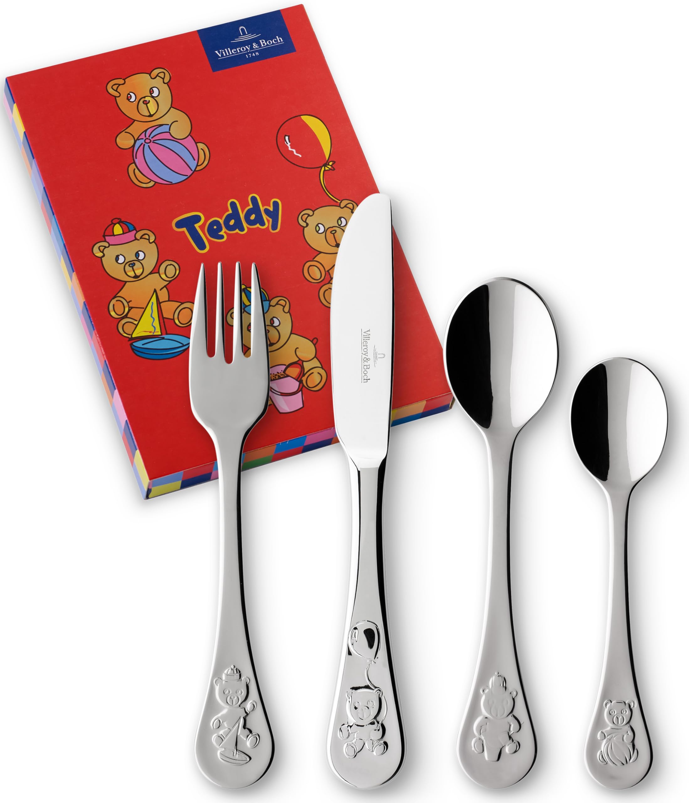 Villeroy & Boch 12-6319-2091 Teddy Children 4-Pieces Cutlery Set, Stainless Steel
