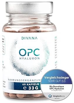 Einzigartige Kombination – 397 mg OPC Traubenkernextrakt + 300 mg Hyaluronsäure – OPC TESTSIEGER - 60 Kapseln