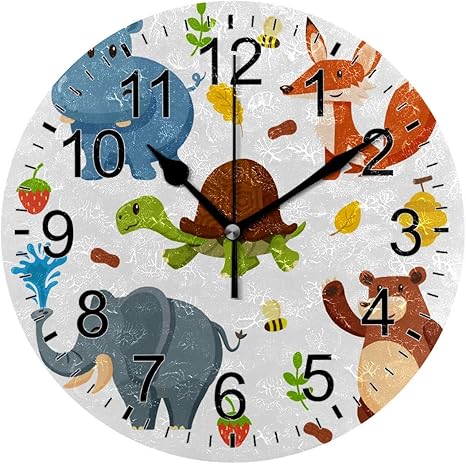 Reloj de pared para cuarto de baño, colección de animales, reloj de