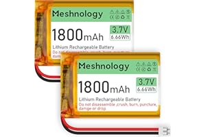 MESHNOLOGY 3.7V Lipo Battery 1800mAh 103450 Rechargeable Lithium Polymer Battery with PH2.0 Connector Integrated Protection Circuit for Electronic Device Meshtastic RAK19007 + RAK4631 (2 Pcs)