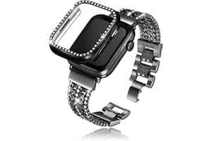 DZTXYP Crystals and Cowboy Metal Chains Compatible for Apple Watch Bracelet Bands with Bling Protective Case 38mm 40mm 41mm 42mm 44mm 45mm Iwatch Series 8 7 6 5 4 3 2 1 SE for Women Dressy