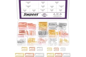 Swpeet 120Pcs 4 Sizes 3Colors Figure 9 Shape Bra Strap Hook Assortment Kit, Alloy Swimsuit Bra Hooks, Metal Bathing Suit Clip