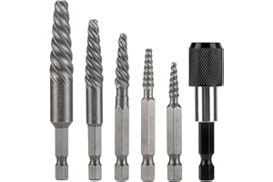 BSUXMAFG Damaged Screw Extractor Set, 6 Piece Easy Out Bolt Extractor for Easily Remove Broken Bolts, Stripped Screws, Studs