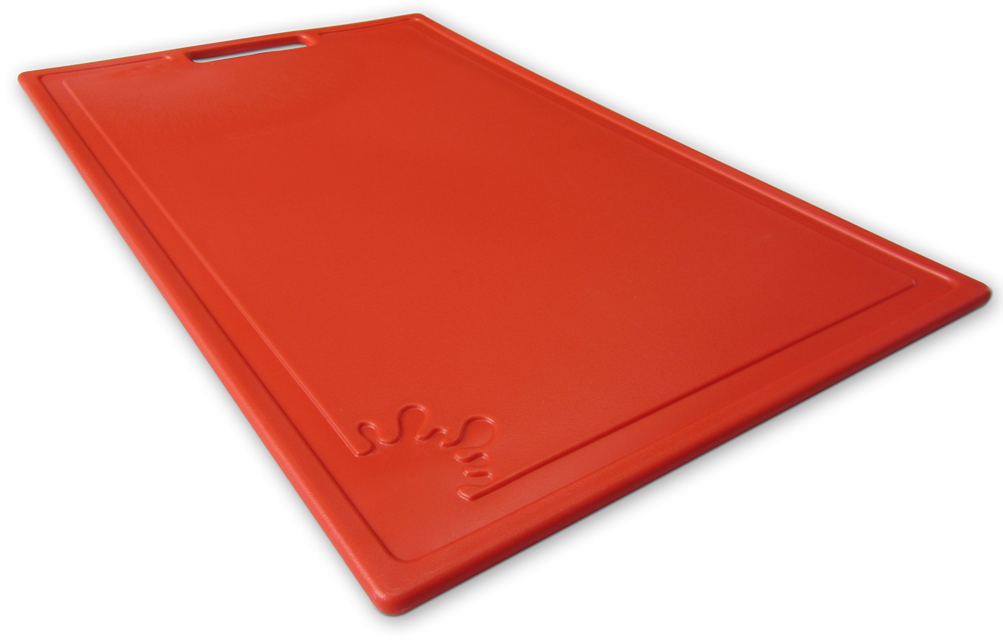 Chopping Board Plastic Non-Slip Feet Cutting Board Dishwasher Safe Antibacterial, 39x24cm, Red
