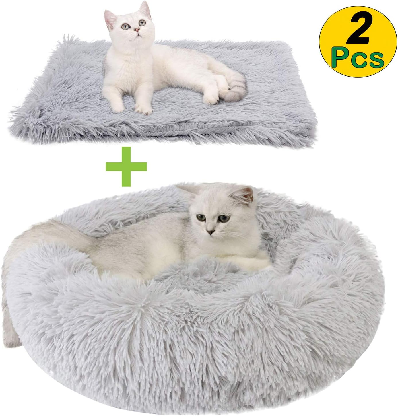Dorakitten Cat Bed, Cat Bed for Indoor Cats Bed with Blanket Cat Bed Round Kitten Cushion Bed, Faux Fur Cat Beds for Small Cat and Small Dog, Plush Soft Cat Sleeping Bed: Kitchen & Dining