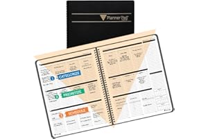 Planner Pad Spiral Bound January-December 2026/ Calendar Year 8 1/2" x 11" Large 3-Tier Funnel Down 12 Month Organizer, Black Cover/Black Ink