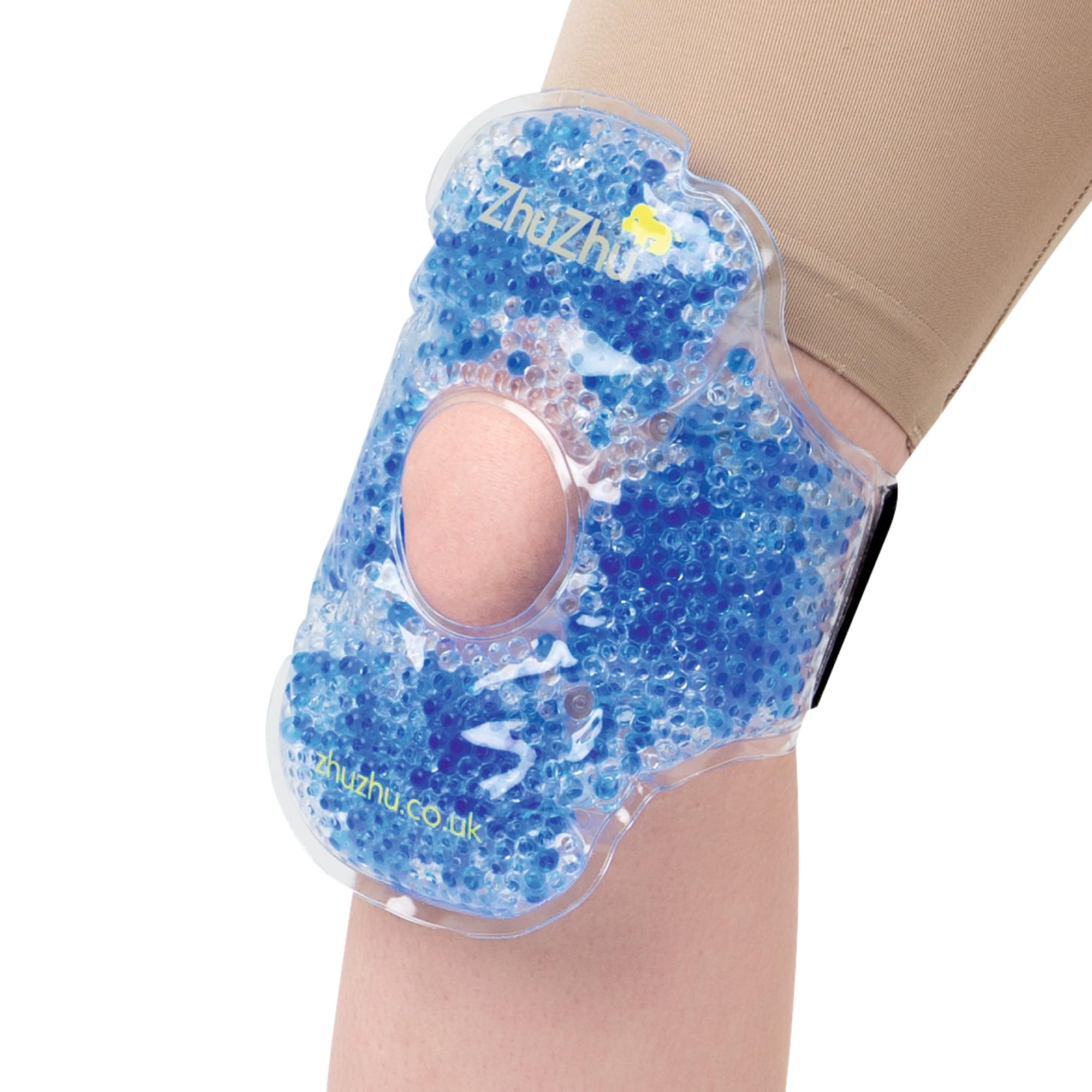 Zhu-Zhu Reusable Knee Ice Pack Wrap with Adjustable Straps - Hot & Cold Gel Bead Ice Packs for Sports Injuries Knee Pain Relief - Cool Packs for Arthritis, Swelling, Muscle and Joint Pain - Flexible