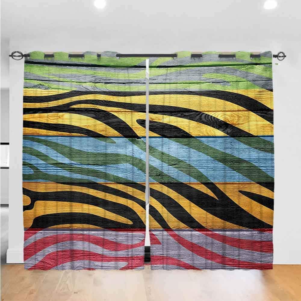 Zebra Print Room Darkening Curtains Colorful Zebra Print on Hardwood Timber Creative