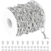 YOUBEIYEE 5 Meters Paperclip Chain for Jewelry Making Lightweight Aluminum Necklace Bracelet Chains for Women and Men Oval Link with Jewelry Findings